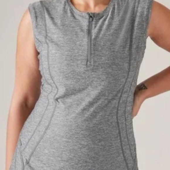 Athleta Tank Top Pacifica Illume UPF Gray Fitted 1/4 Zip Womens Medium NEW - Picture 13 of 13